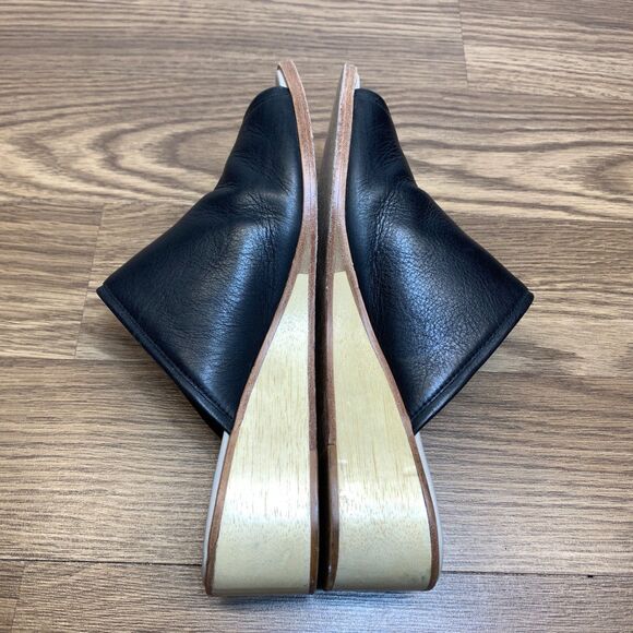 Anthropology Bird of Flight Women's Wedge Slip-On Leather US 8.5 Black Sandals - Picture 3 of 11